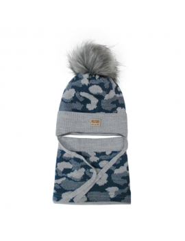 HAT AND SNOOD NAVY/GREY